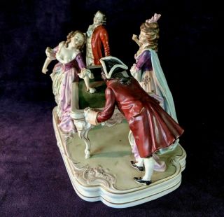 Antique German Porcelain Figurine 18th C Ladies Gentlemen Pool Billiard Players 4