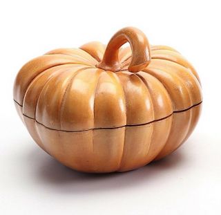 Guglielmo Pecorini Carved Wooden Pumpkin Box - Mid Century Italian