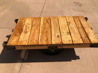 Lineberry Factory Railroad Cart Restored to Coffee Table 10