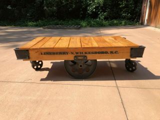 Lineberry Factory Railroad Cart Restored To Coffee Table