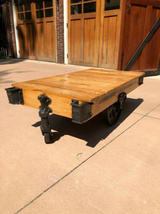 Lineberry Factory Railroad Cart Restored to Coffee Table 2