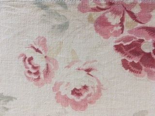 Antique French Madder Dye Floral Fabric Cotton Roses 19th C