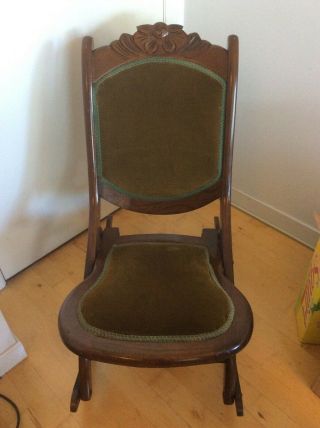 Antique Foldable Mahogany Rocking Nursing Chair