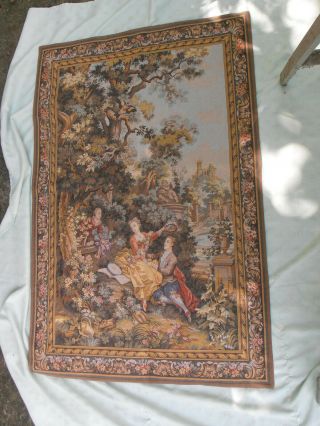 French Tapestry - Titled " Indiscretion " - Point Genre Gobelins - 36 " By 55 "