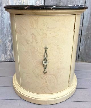 Vintage Stanley Furniture Black Marble Top Drum Cabinet Side Table Commode 80s