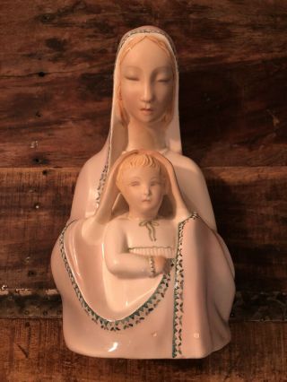 Rare Art Deco Figurine Madonna Mary Jesus Le Bertetti La Torino - Italia No513