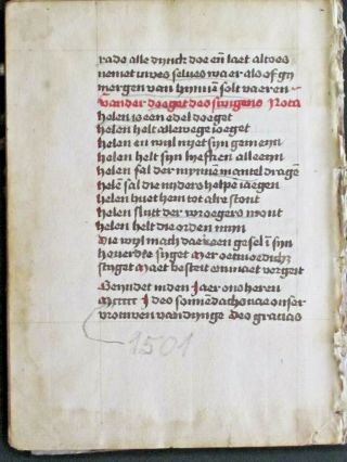 Rare dated liturgical paper Manuscript quire of 10 leaves ln Dutch,  done in 1501 12