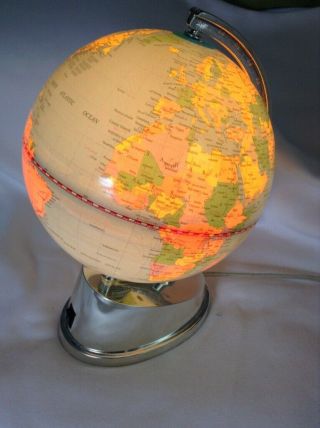 Vintage Rotating Light Up Globe Electric Illuminated World Earth 2