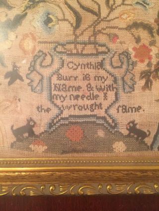 18th Century Sewing Sampler CYNTHIA BURR 1786 PROVIDENCE,  R.  I.  Print Primitive 3