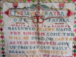 really old sampler embroidery THE LORDS PRAYER 5