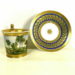 19th Century Old Paris Porcelain Teacup & Saucer