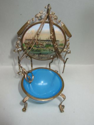 , 1878 Paris Expo Watch Stand Souvenir Framed Eglomise Palais Royal French Blue