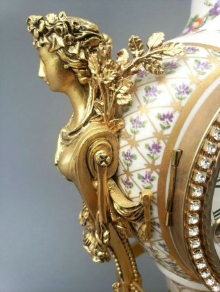 Victoria & Albert Museum Porcelain Hand Painted Porcelain Shelf Clock w ormolu 2