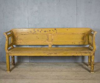 Yellow,  Painted Bench/settle,  Antique,  Vintage