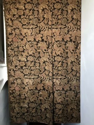 Antique French Chateau Brocade Curtain C1880s Passmentarie 24”/108”