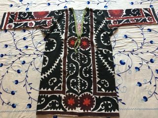 Antique Uzbek Vintage Handmade Embroidery Suzani Robe Dress