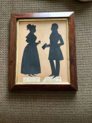 Authenticated Augustin Edouart Silhouette,  1838,  Miss Marian Sawler & Hb Mason