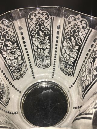 antique clear glass wavy top oil lamp shade with acid etched floral designs 6