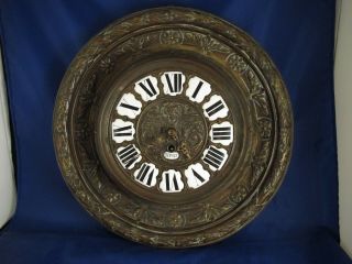 Antique Brass Cased French Depose Wall Clock With Porcelain Numerals & Lion