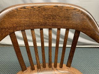 Vintage Solid Oak Swivel Desk Chair Banker Lawyer Secretary Restored WOW 5