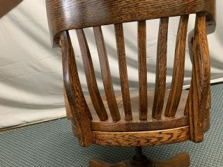 Vintage Solid Oak Swivel Desk Chair Banker Lawyer Secretary Restored WOW 7