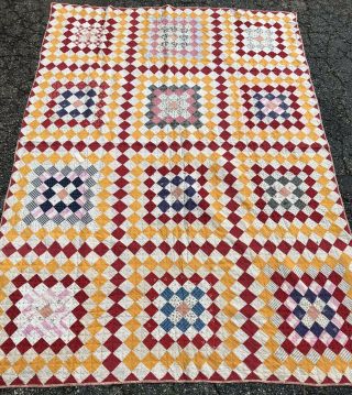 1900 Granny Square Quilt Hand Sewn 1200,  Small 2 X 2” Squares 66 X 94” BRILLIANT 2