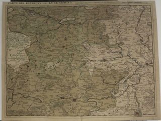 Luxembourg 1745 Covens & Mortier Unusual Antique Copper Engraved Map