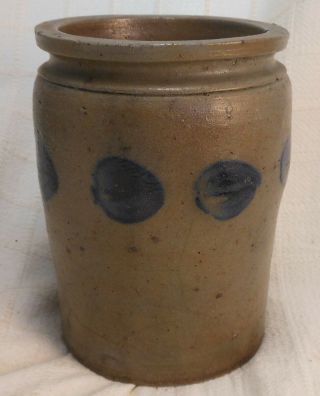 Small Antique Stoneware Jar Cobalt Decorated