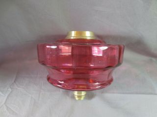 Antique Victorian Cranberry Glass Duplex Oil Lamp Font Fount