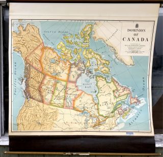 1948 A.  J.  Nystrom Dominion Of Canada Pull Down Wall Map - 40x51