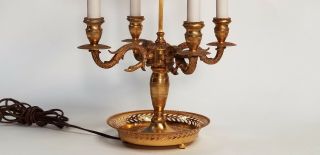 Vintage Frederick Cooper Brass 4 Bouillotte Lamp 3