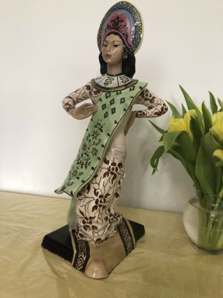 Large Rare Le Bertetti Asian Figurine Italy Torino Danzatrice Di Giava Labeled