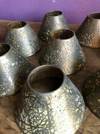 8 Tiffany Studios Lampshades Small,  Grapevine Pattern Bronze Silk Mica,  SET OF 8 9