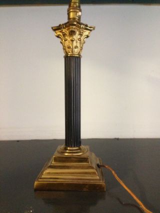 Antique Ornate Weighted Brass Corinthian Column Table Lamp Base Fully