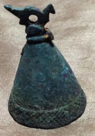 Rare Ancient Persian Bronze Horse Bell 7th Century Bc With Bird Finial (2)