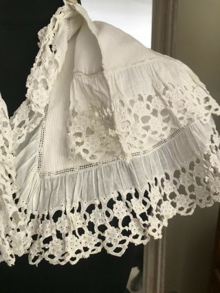 Early 1900 ' s Caplet with Two rows of cut work embroidery 3