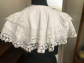 Early 1900 ' s Caplet with Two rows of cut work embroidery 7