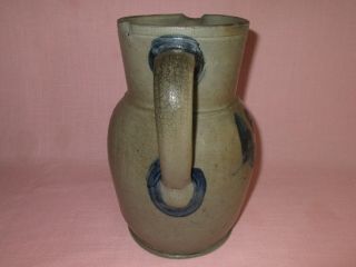 Antique 19th C Stoneware Flower Clover Decorated Small Maryland Pitcher 8 7/8 