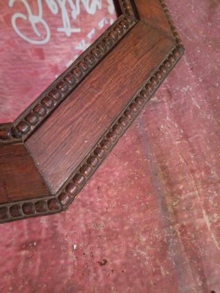 Antique Vintage Old Wooden Octagonal Beaded Bevelled Hanging Wall Mirror Ornate 2