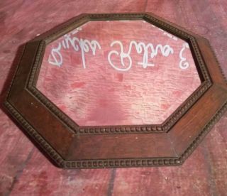 Antique Vintage Old Wooden Octagonal Beaded Bevelled Hanging Wall Mirror Ornate 6