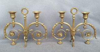 Big antique Louis XVI style candlesticks brass early 1900 ' s France 2
