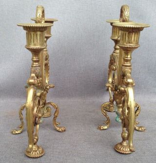 Big antique Louis XVI style candlesticks brass early 1900 ' s France 3
