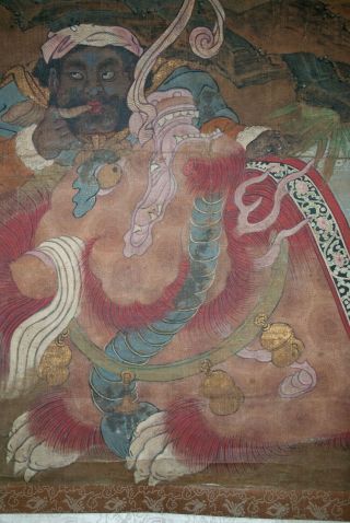 Antique Chinese Hanging Scroll Painting Watercolor - Immortals,  Lion - 19thC 8