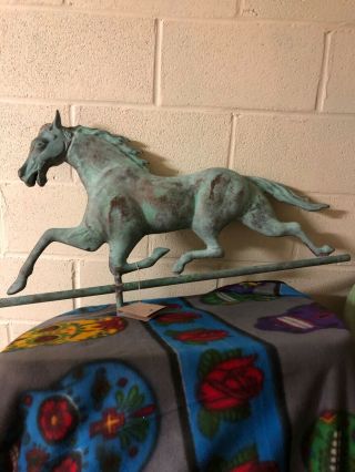 Vintage Copper Horse Weathervane With Cast Head