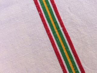 4 VINTAGE FRENCH LINEN METIS TORCHONS TEA TOWELS RED GREEN YELLOW STRIPES 6