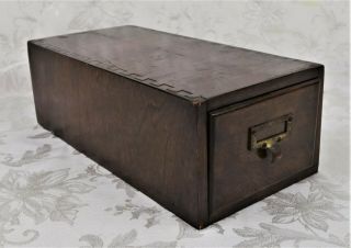 Vintage One Single Drawer Oak Index Card File Box Dovetail Cabinet