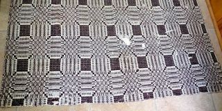Antique Reversible Hand Woven Overshot Coverlet Brown & White 47 by 88 in. 4
