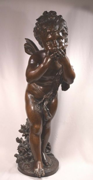 Exquisite Antique French Bronze Sculpture Young Psyche Signed Auguste Moreau
