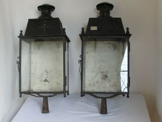 Antique Outdoor French Copper And Iron Wall Or Post Lanterns 1880 
