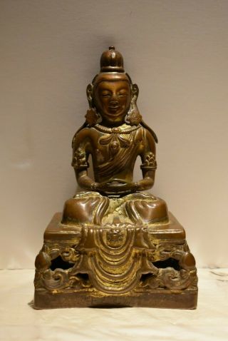 Very Rare Signed Chinese Bronze Buddha Figurine Statue 1